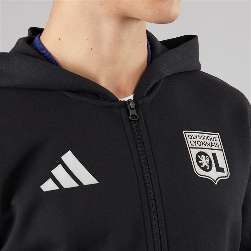adidas Olympique Lyon kurtka rozgrzewkowa dla niego kolor Czarny