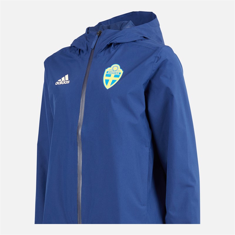adidas Damen SVFF Schweden wasserdichte Sturmjake Team Navy Blue/Easy Yellow