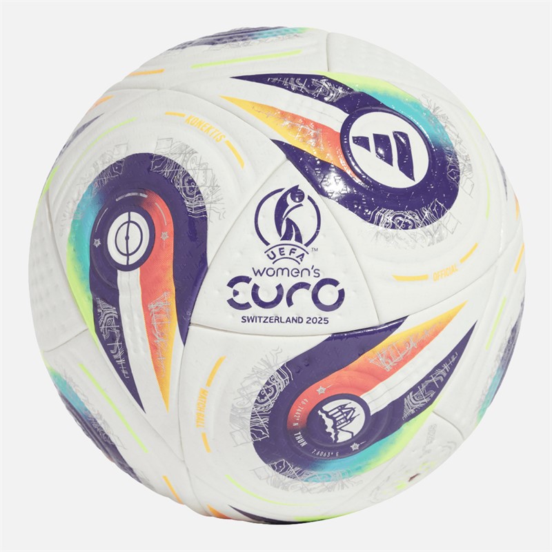 adidas Dame Euro 25 Pro Officiel Kamp Fodbold (FIFA Kvalitet Pro Certificeret) Hvid/Multi/Lucid Lemon