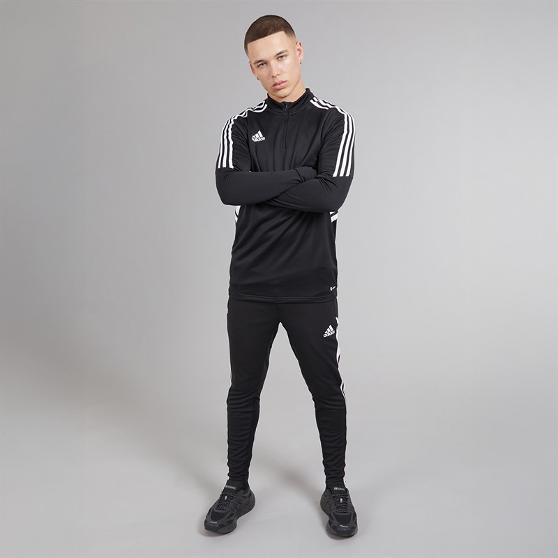 adidas Heren Condivo 22 1/4 Zip Trainingsshirt Zwart/Wit