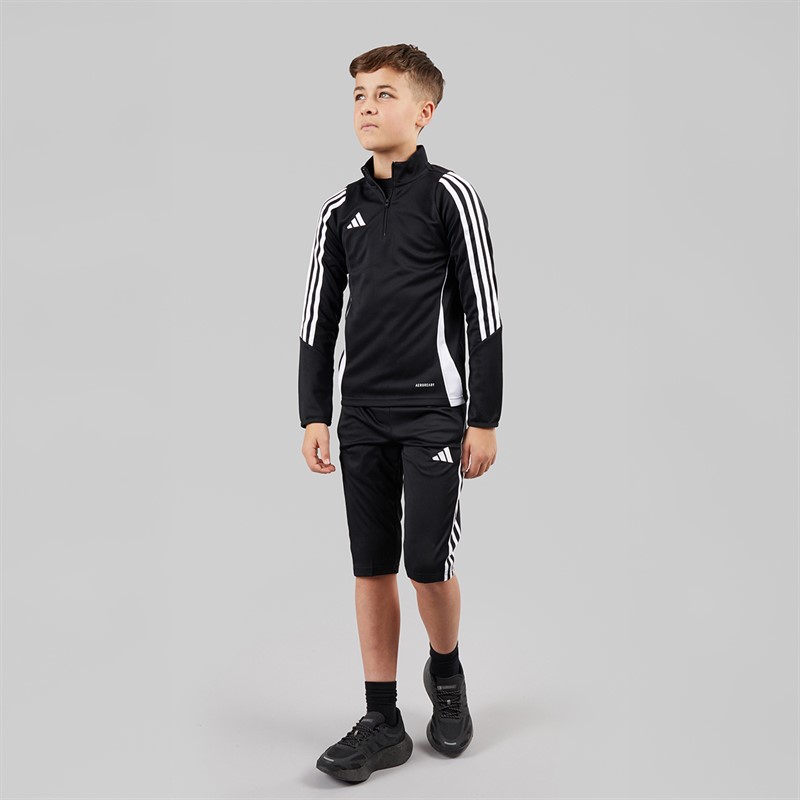 adidas Kids Tiro 24 1/4 Zip Training Top Black/White