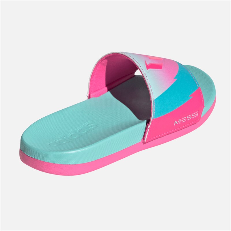 adidas Junior Adilette Comfort Messi Sliders Cloud White/Core Black/Silver Metallic