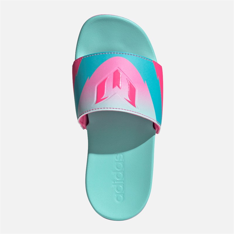 adidas Junior Adilette Comfort Messi Sliders Cloud White/Core Black/Silver Metallic