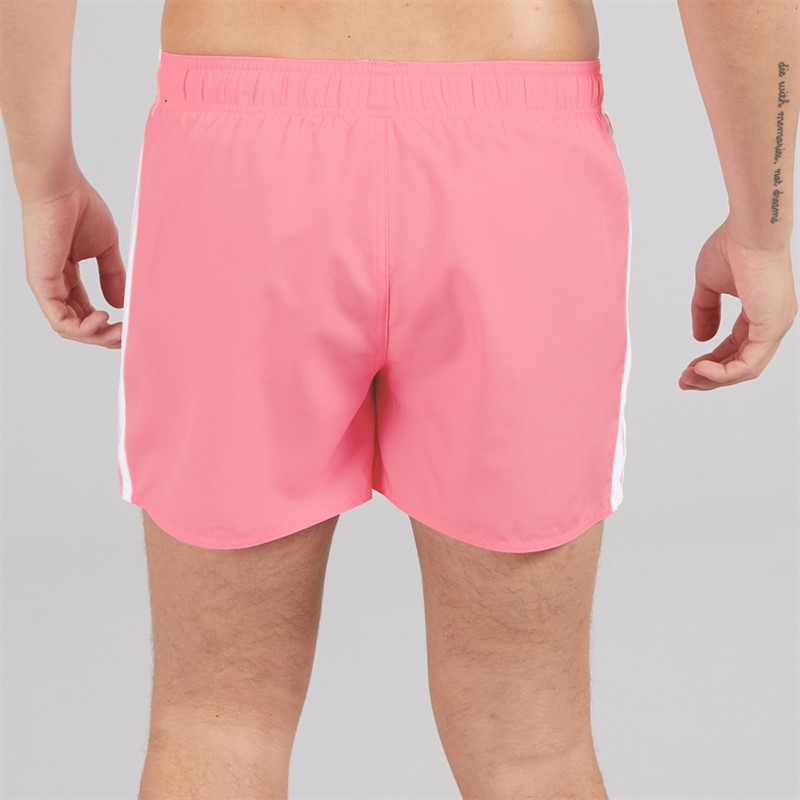 adidas Mens 3-Stripes Three Inch Swim Shorts Bliss Pink/White