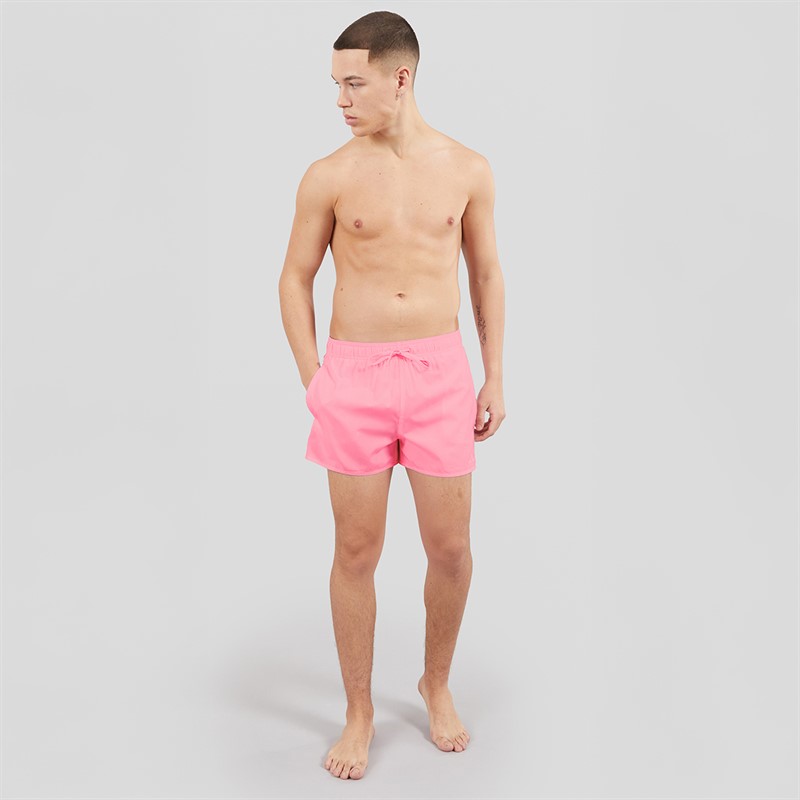 adidas Mens 3-Stripes Three Inch Swim Shorts Bliss Pink/White