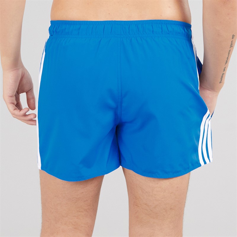 adidas Mens 3-Stripes Three Inch Swim Shorts Royal/White