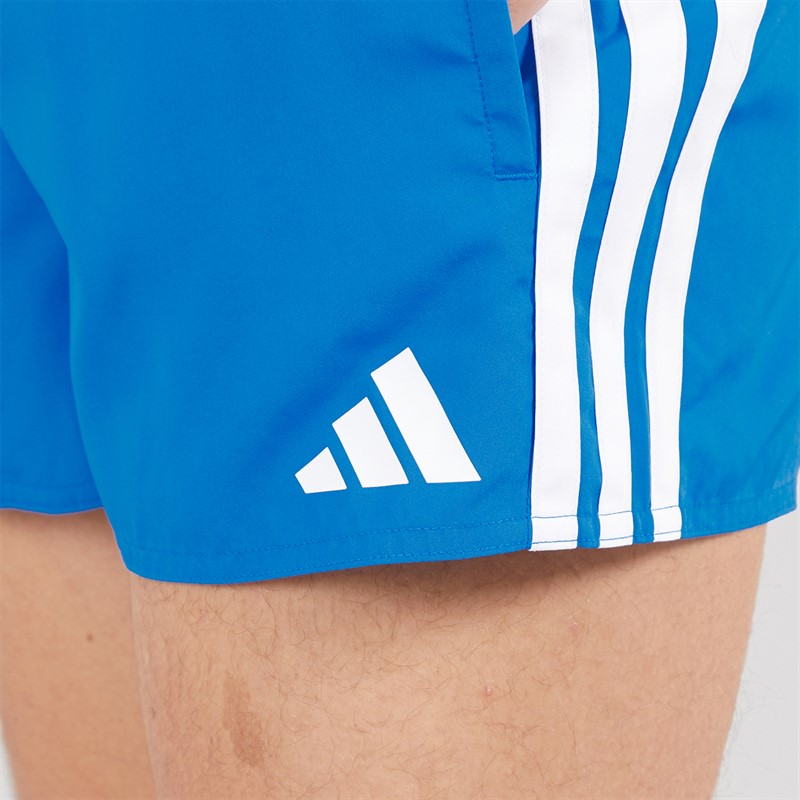 adidas Mens 3-Stripes Three Inch Swim Shorts Royal/White