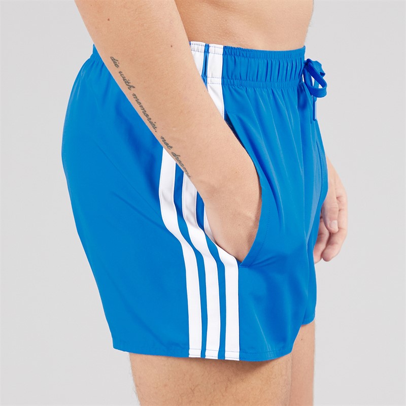 adidas Mens 3-Stripes Three Inch Swim Shorts Royal/White