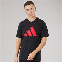 adidas Mens Train Essentials Feelready Logo Training T-Shirt Black/Lucid Red