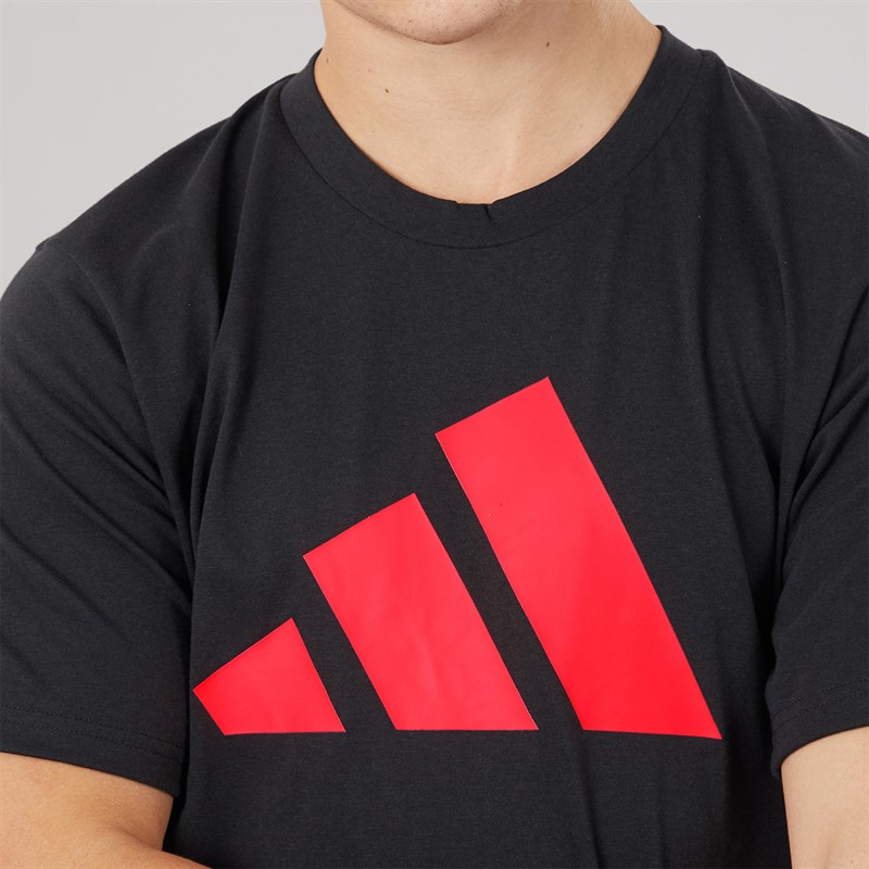 adidas Mens Train Essentials Feelready Logo Training T-Shirt Black/Lucid Red