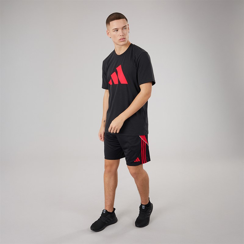 adidas Mens Train Essentials Feelready Logo Training T-Shirt Black/Lucid Red