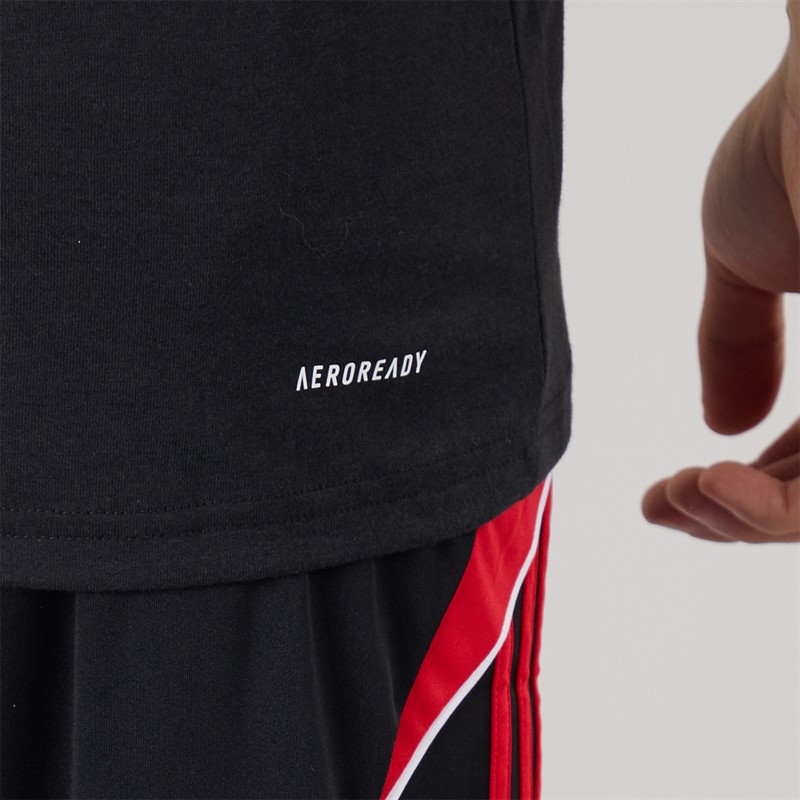 adidas Mens Train Essentials Feelready Logo Training T-Shirt Black/Lucid Red