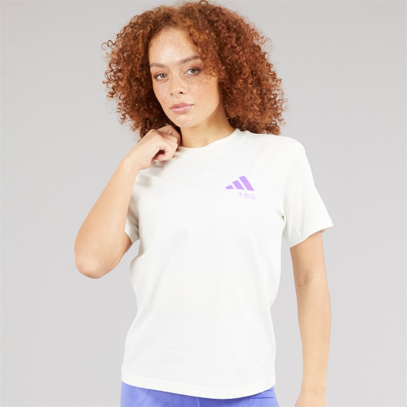 adidas Womens Verbiage Back Graphic T-Shirt Off White
