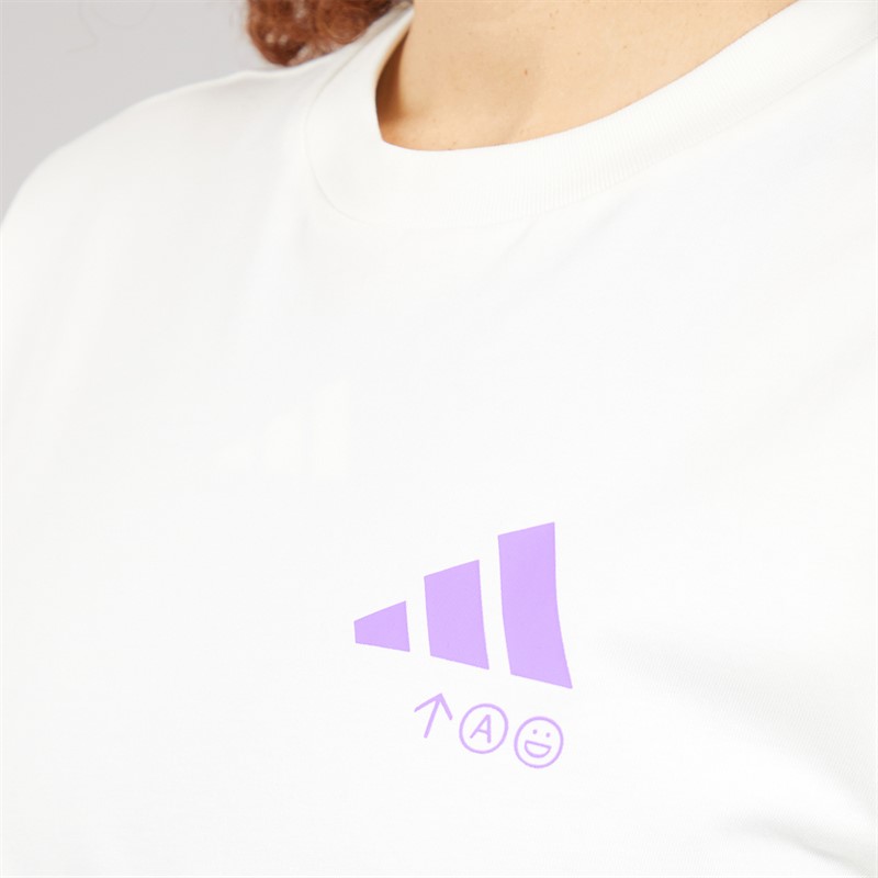 adidas Womens Verbiage Back Graphic T-Shirt Off White