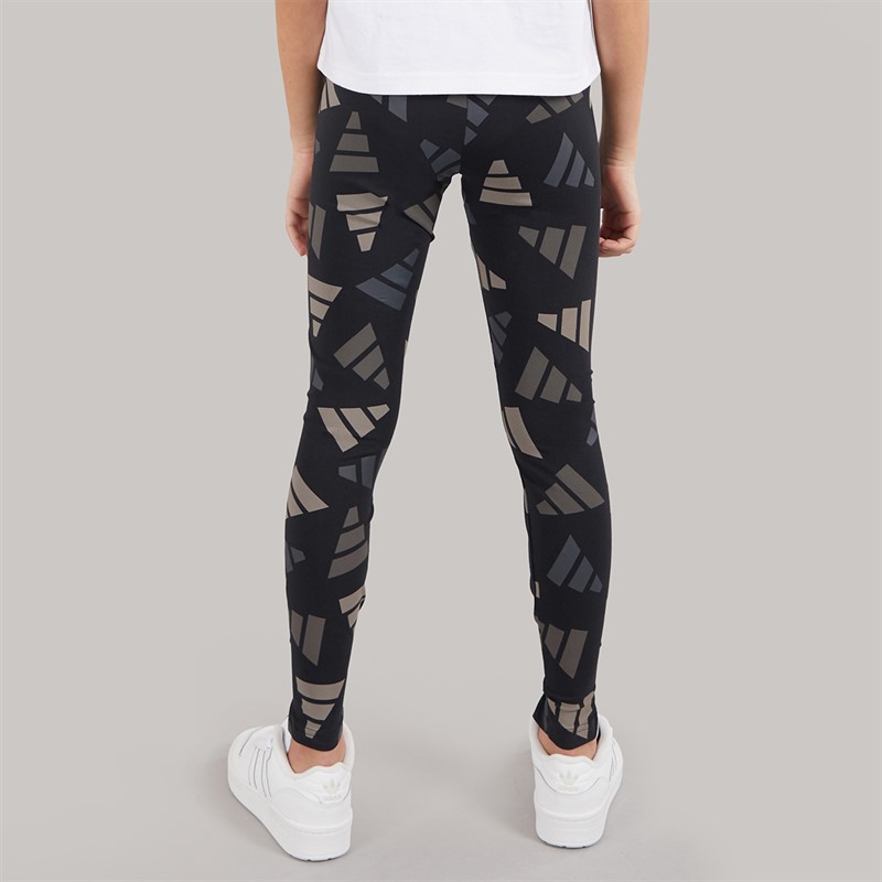 adidas Junior Girls Essentials AOP Logo Celebration Leggings Black