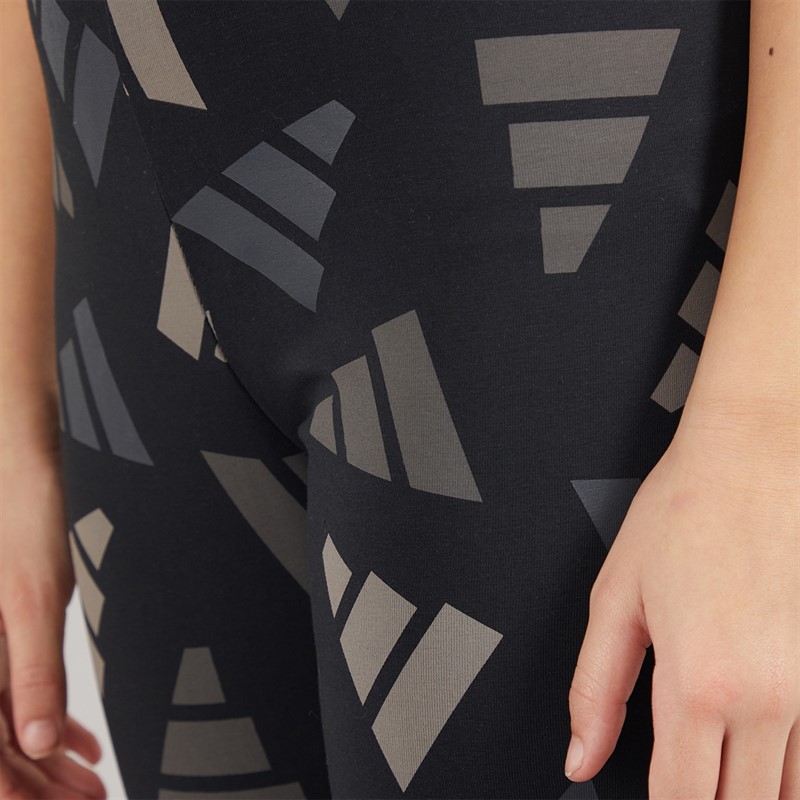 adidas Junior Girls Essentials AOP Logo Celebration Leggings Black