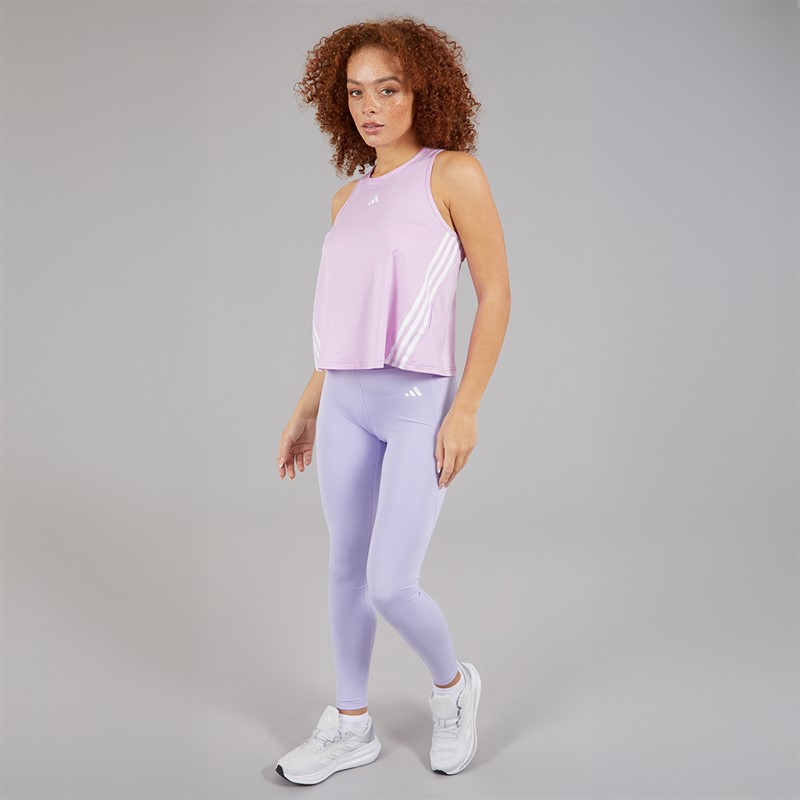 adidas Womens Optime Essentials Stash Pocket Leggings Violet Tone/White