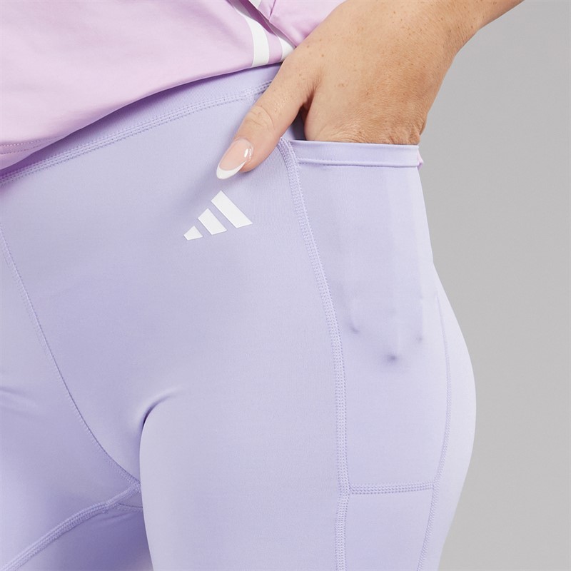 adidas Womens Optime Essentials Stash Pocket Leggings Violet Tone/White