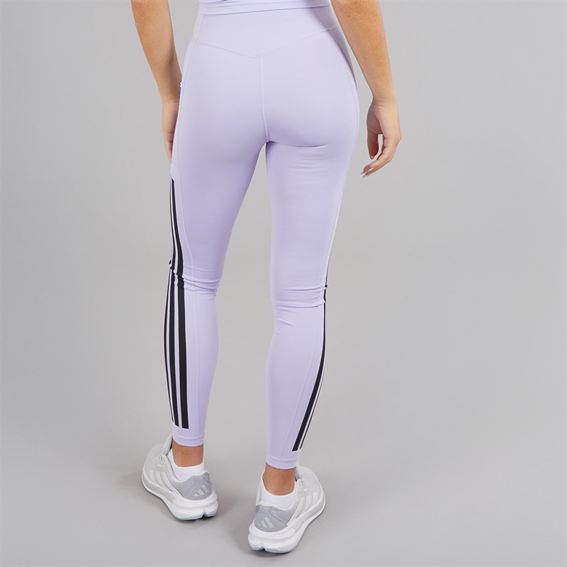 adidas Womens Optime 3-Stripes Full Length Leggings Violet Tone