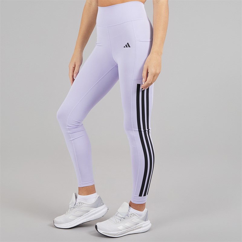 adidas Womens Optime 3-Stripes Full Length Leggings Violet Tone