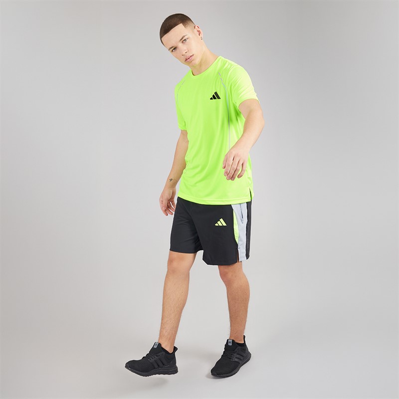 adidas Mens Tech Apparel Colorblock Training T-Shirt Lucid Lemon