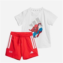 adidas Infant Boys Marvel Spider-Man T-Shirt And Shorts Set White/Grey Two