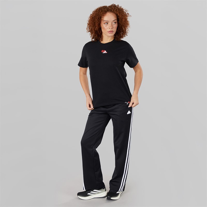adidas Womens Iconic Wrapping 3-Stripes Snap Track Pants Black/White