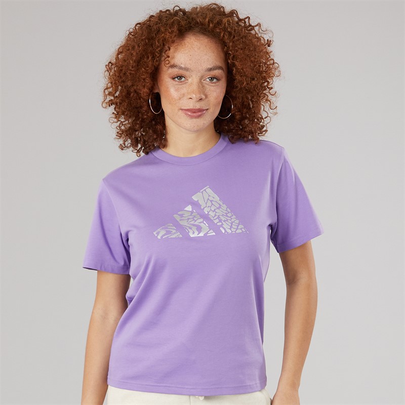 adidas Womens Tech Metallic Graphic T-Shirt Violet Fusion