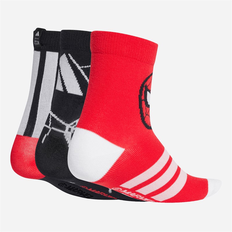 adidas Kids Marvel Spider-Man Three Pack Crew Socks Pure Ruby/Black/Pure Ruby