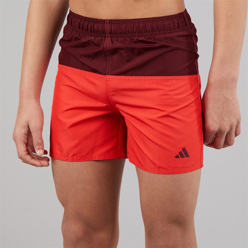 adidas Junior Boys Colorblock 4.5 Inch Swim Shorts Shadow Red/Semi Lucid Red