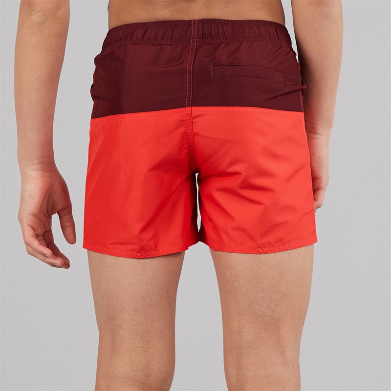 adidas Junior Boys Colorblock 4.5 Inch Swim Shorts Shadow Red/Semi Lucid Red