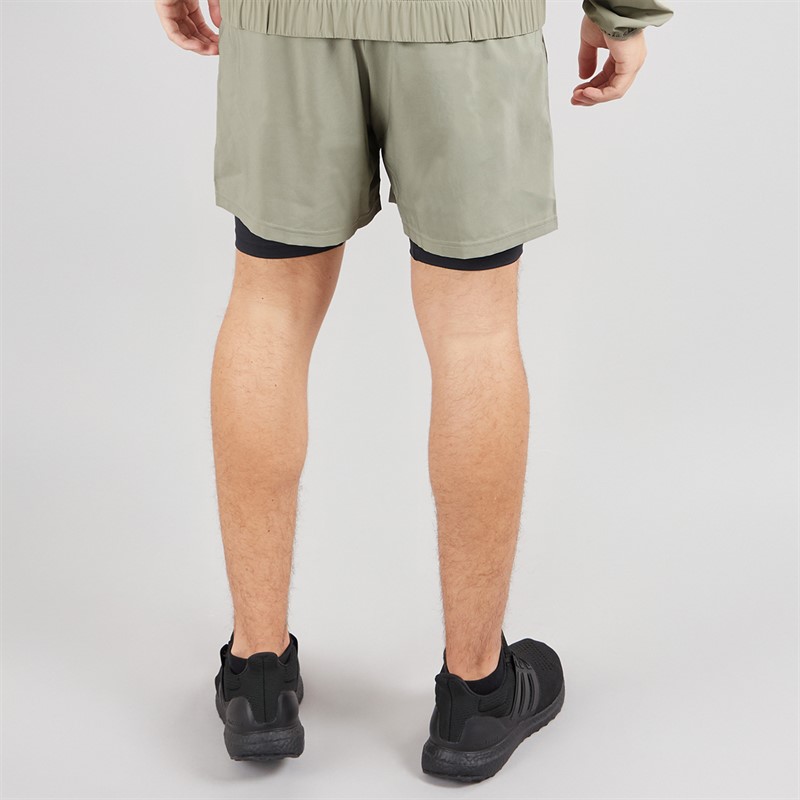 adidas Mens Gym Training 2-In-1 Training Shorts Silver Pebble