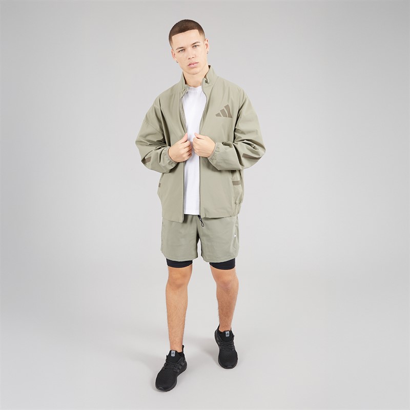 adidas Mens Gym Training 2-In-1 Training Shorts Silver Pebble