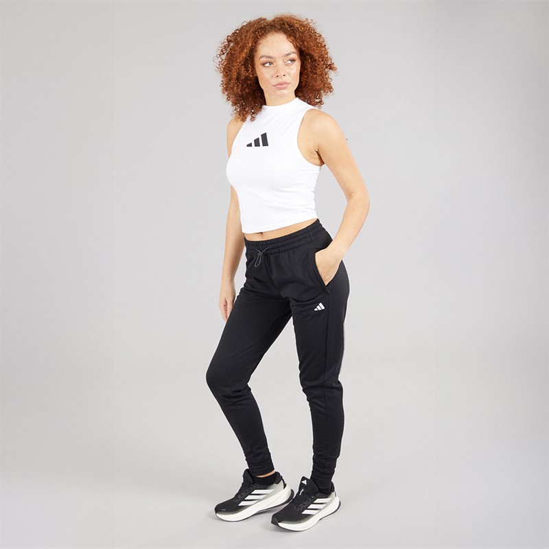 adidas Womens AEROREADY Game And Go Regular Tapered Fleece Joggers Black/White