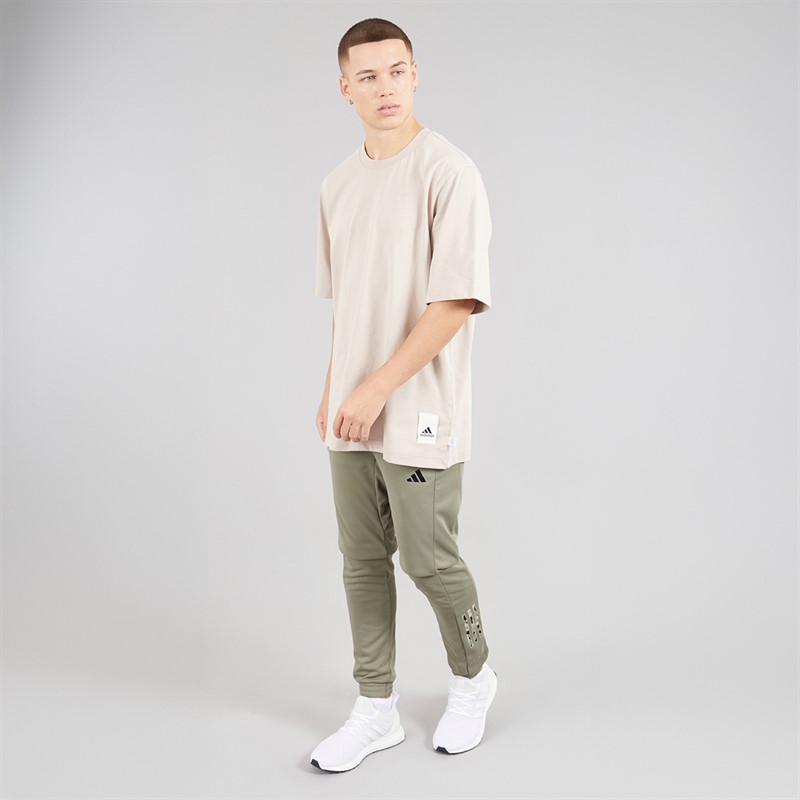 adidas Mens Train Essentials Camo Training Joggers Silver Pebble