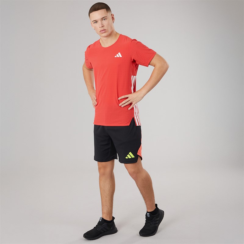 adidas Mens Adizero Running T-Shirt Semi Lucid Red