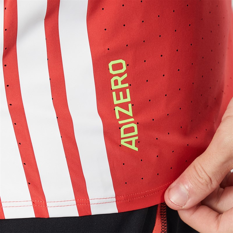 adidas Mens Adizero Running T-Shirt Semi Lucid Red