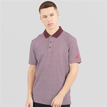 adidas Mens Beyond Textured Golf Polo Shirt Aurora Ruby