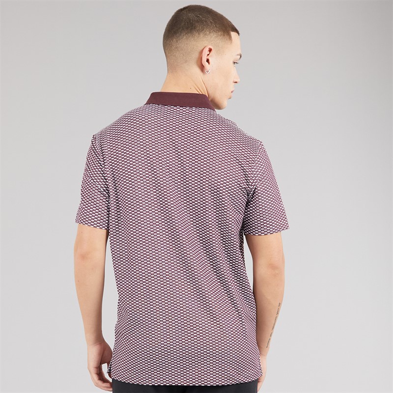 adidas Mens Beyond Textured Golf Polo Shirt Aurora Ruby