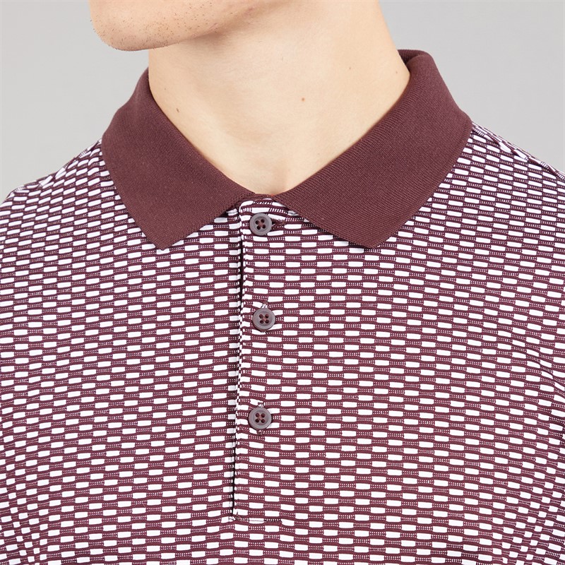 adidas Mens Beyond Textured Golf Polo Shirt Aurora Ruby