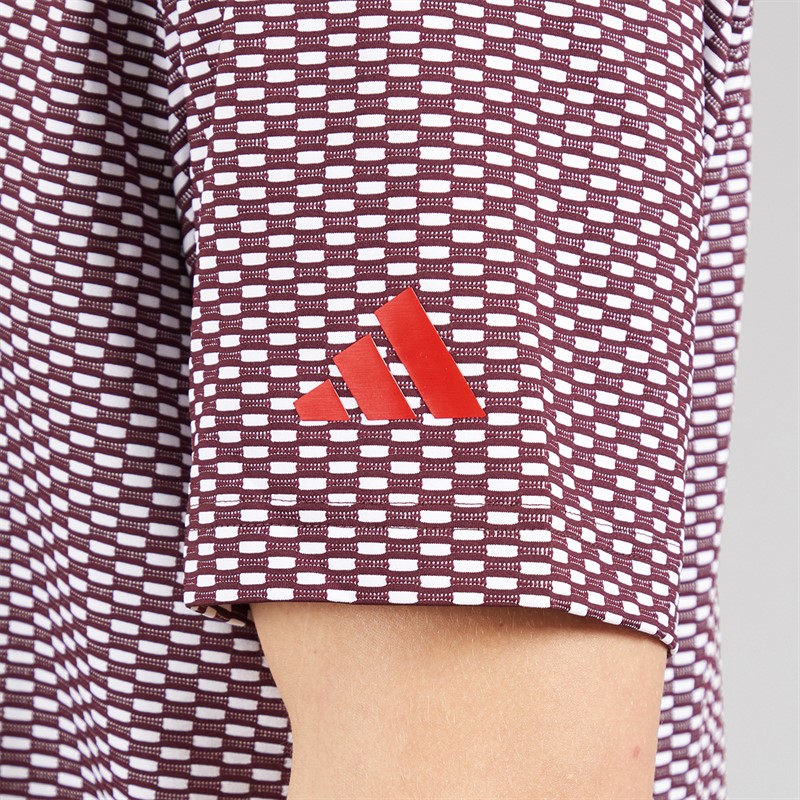 adidas Mens Beyond Textured Golf Polo Shirt Aurora Ruby