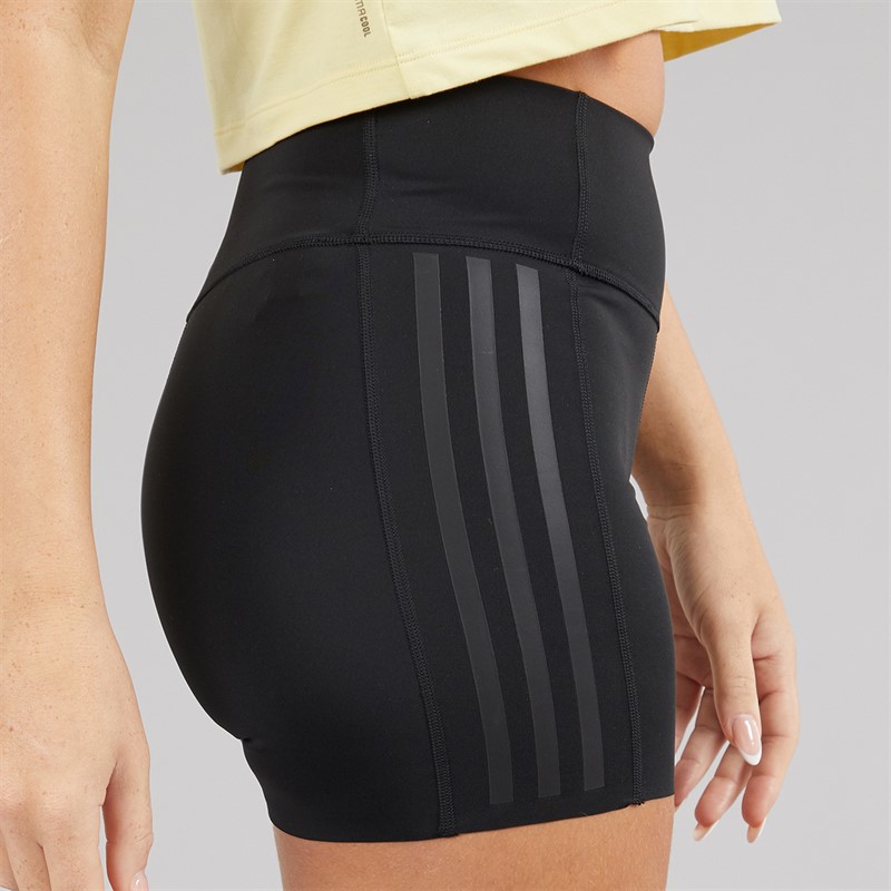 adidas Womens Optime 4 Inch Raw Cut Hem Shorts Black