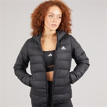 adidas Womens Essential Light Down Insulated Hooded Jacket Black
