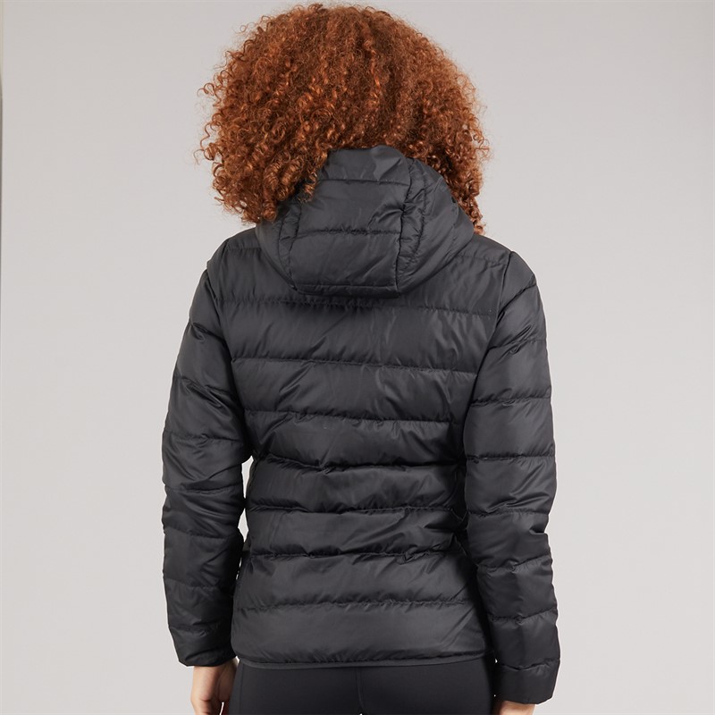 adidas Womens Essential Light Down Insulated Hooded Jacket Black