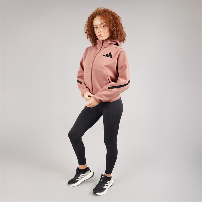 adidas Womens Z.N.E. Full Zip Hoodie Warm Clay