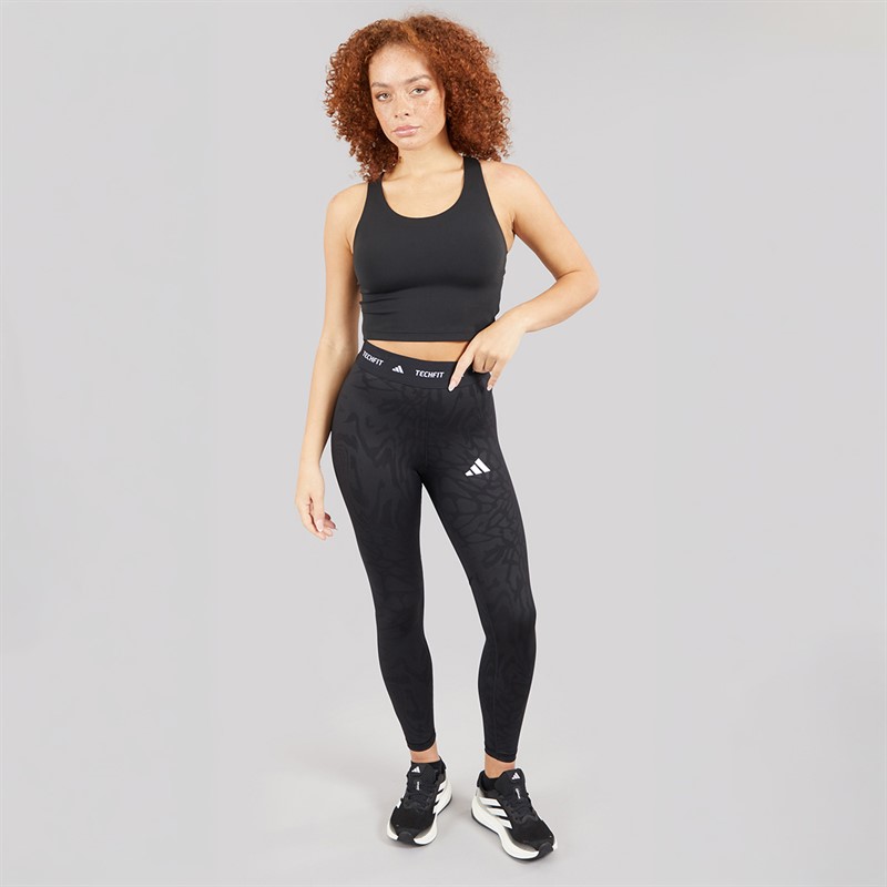 adidas Womens All Me Long Line Medium Support Bra Tank Top Black