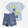 adidas Kids X Smileyworld Summer T-Shirt And Shorts Set Wonder Blue/Preloved Ink/Bright Yellow