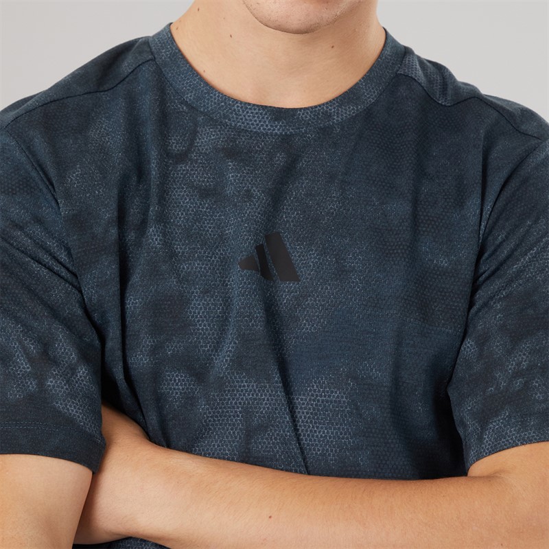 adidas Mens Primelift Back Graphic Training T-Shirt Aurora Ink/Black