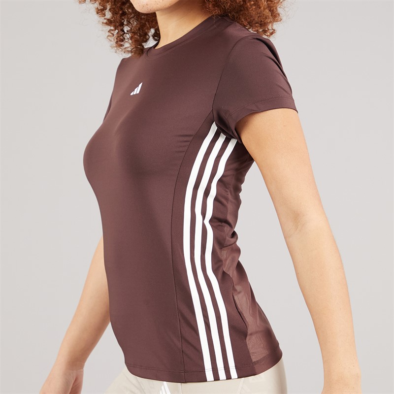 adidas Womens Hyperglam Training T-Shirt Shadow Brown/White