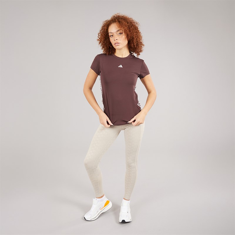 adidas Womens Hyperglam Training T-Shirt Shadow Brown/White